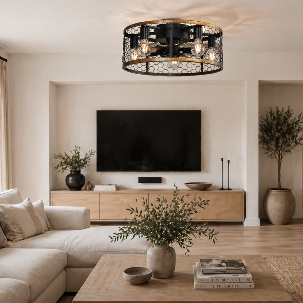 Marengo | Ventilateur cage LED télécommande 51 cm