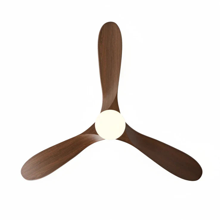 Mistral | Ventilateur vintage noir et bois foncé, LED
